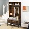 Costway 69" Tall Hall Tree with Seat Cushion Open Compartments Hooks Lift-top Storage White/Black/Rustic Brown